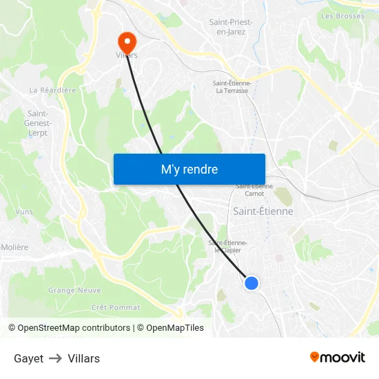 Gayet to Villars map