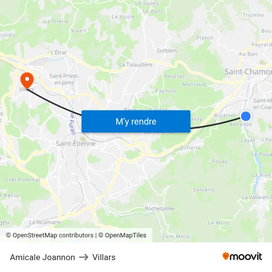 Amicale Joannon to Villars map