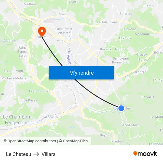 Le Chateau to Villars map