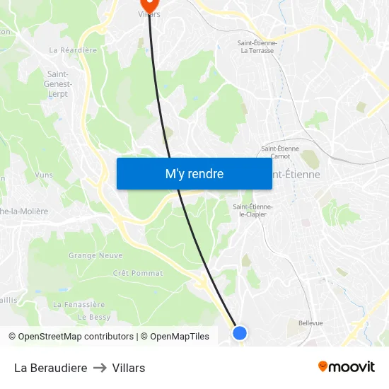 La Beraudiere to Villars map