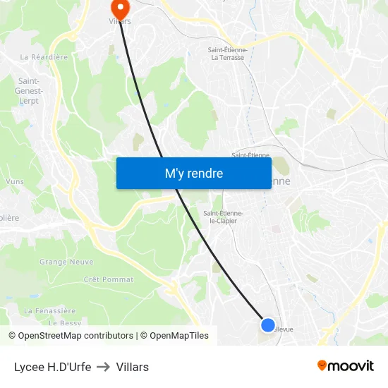 Lycee H.D'Urfe to Villars map
