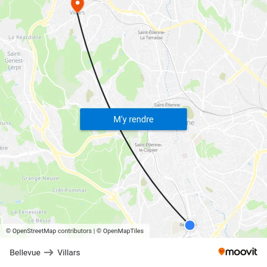 Bellevue to Villars map