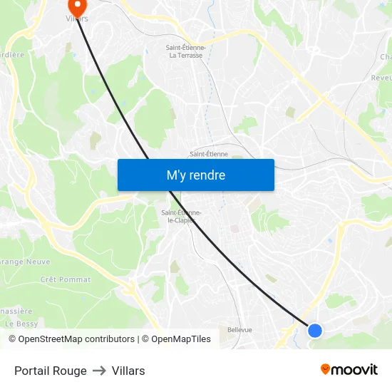 Portail Rouge to Villars map