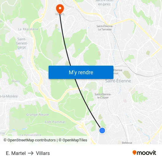 E. Martel to Villars map