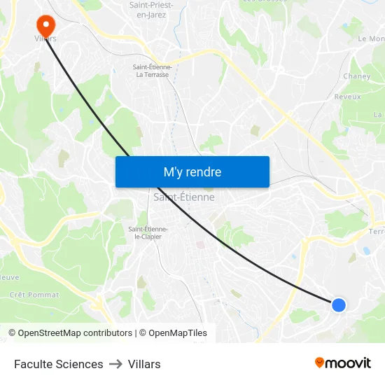 Faculte Sciences to Villars map
