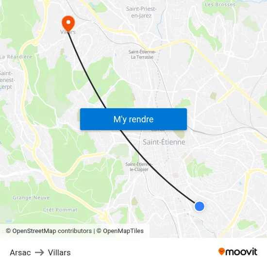 Arsac to Villars map