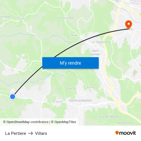 La Pertiere to Villars map