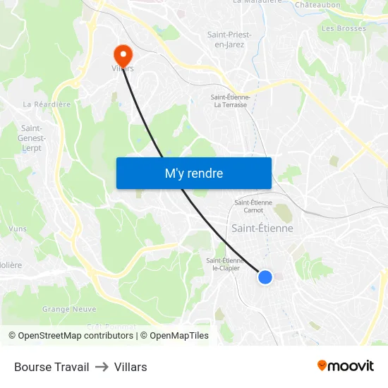 Bourse Travail to Villars map