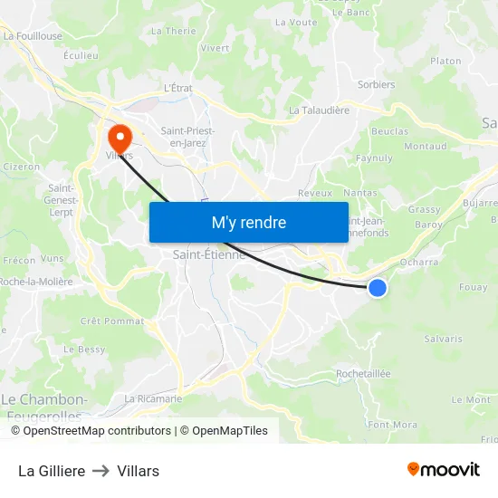 La Gilliere to Villars map