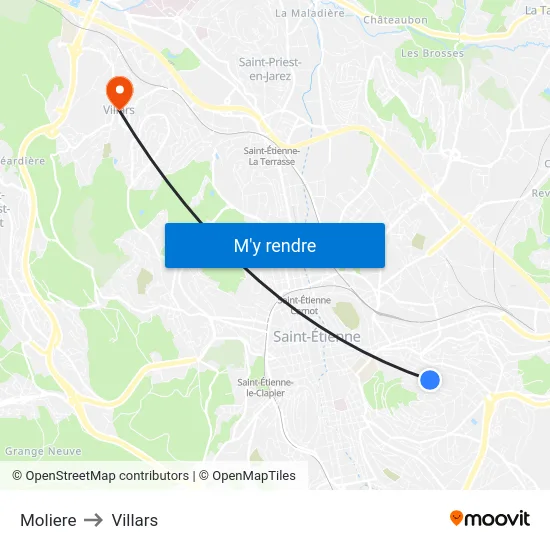 Moliere to Villars map