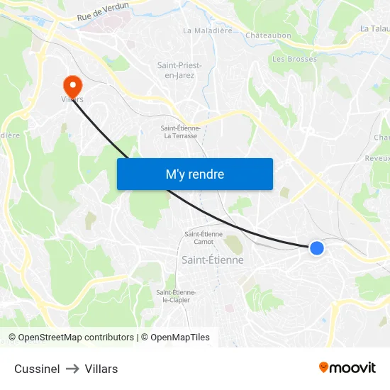 Cussinel to Villars map