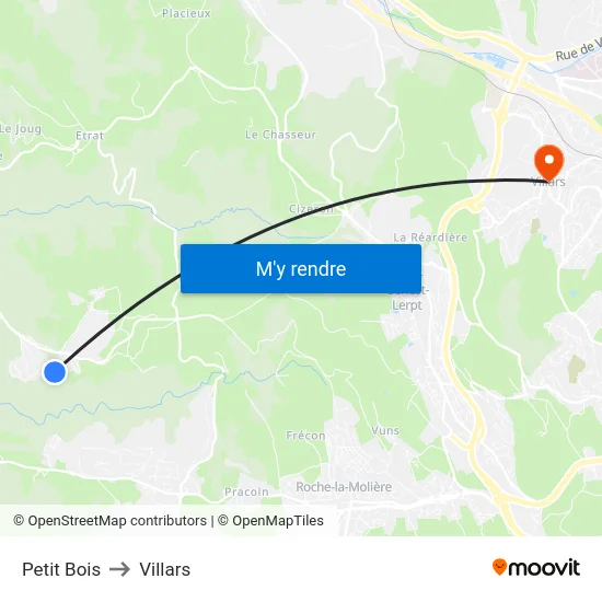 Petit Bois to Villars map