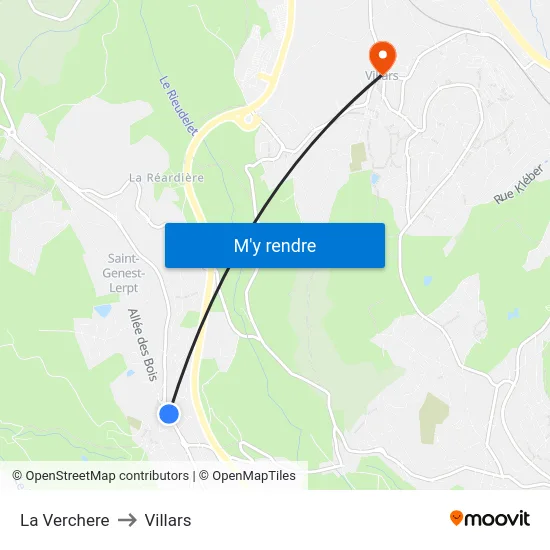 La Verchere to Villars map