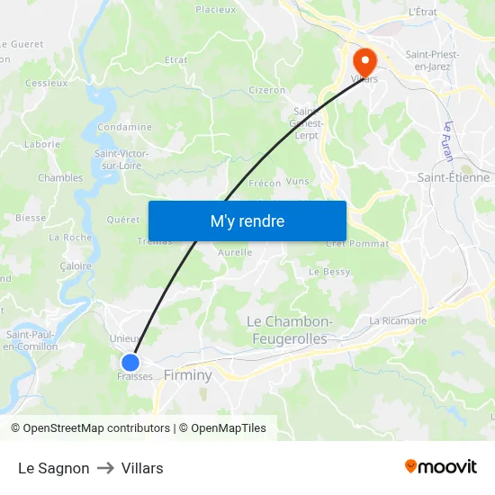 Le Sagnon to Villars map