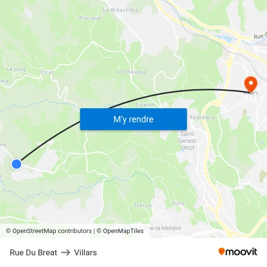 Rue Du Breat to Villars map