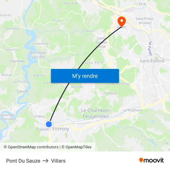 Pont Du Sauze to Villars map