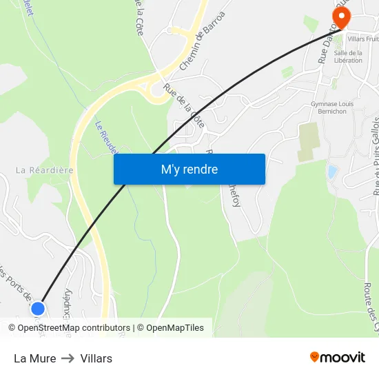 La Mure to Villars map