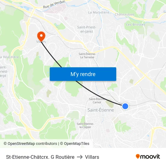 St-Etienne-Châtcrx. G Routière to Villars map