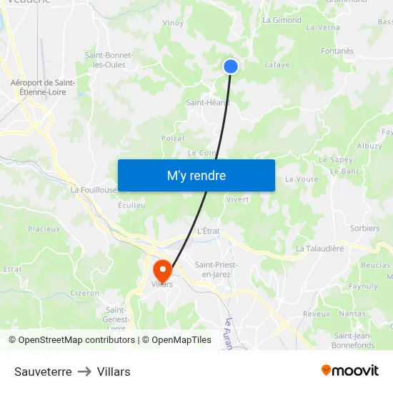 Sauveterre to Villars map