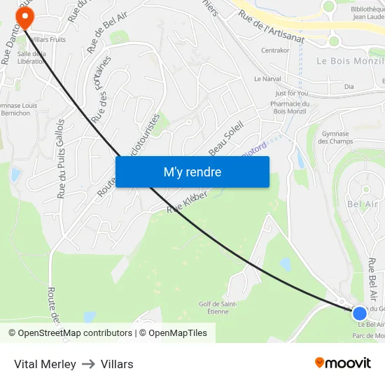 Vital Merley to Villars map