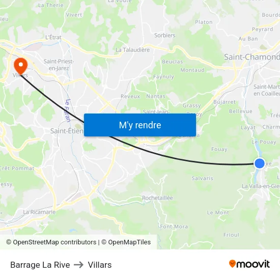 Barrage La Rive to Villars map