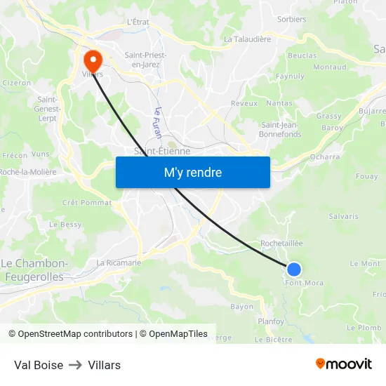 Val Boise to Villars map