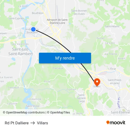 Rd Pt Dalliere to Villars map