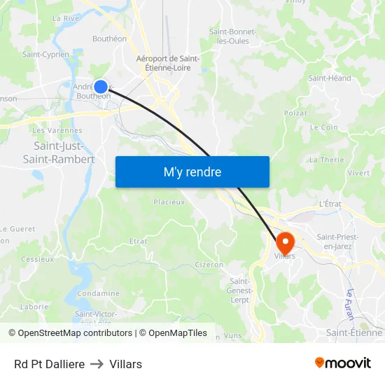 Rd Pt Dalliere to Villars map