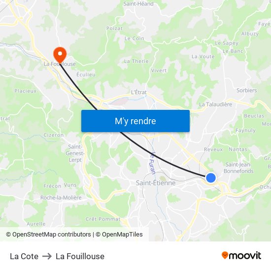 La Cote to La Fouillouse map