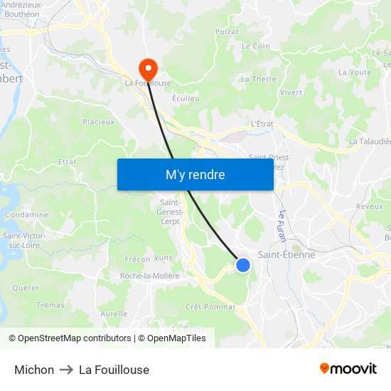 Michon to La Fouillouse map