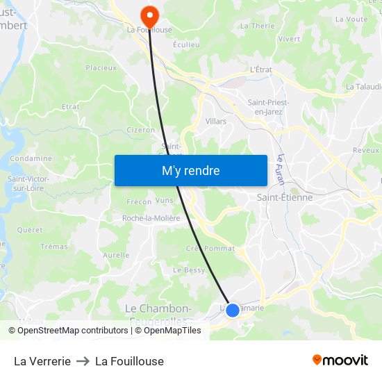 La Verrerie to La Fouillouse map