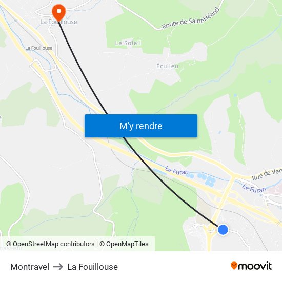 Montravel to La Fouillouse map