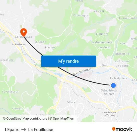 L'Eparre to La Fouillouse map