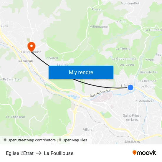 Eglise L'Etrat to La Fouillouse map