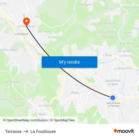 Terrasse to La Fouillouse map