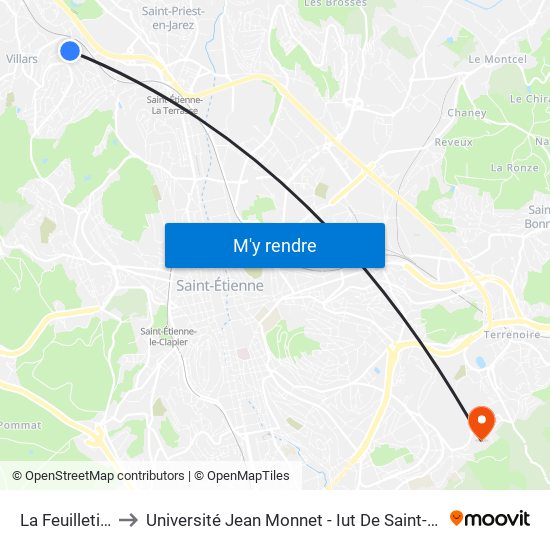La Feuilletiere to Université Jean Monnet - Iut De Saint-Etienne map