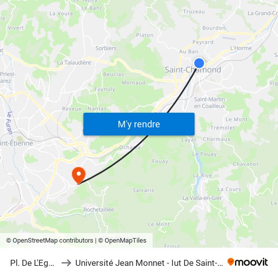 Pl. De L'Egalite to Université Jean Monnet - Iut De Saint-Etienne map