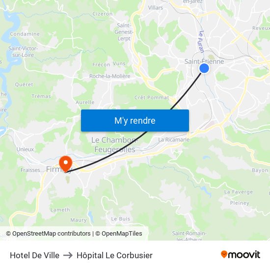 Hotel De Ville to Hôpital Le Corbusier map