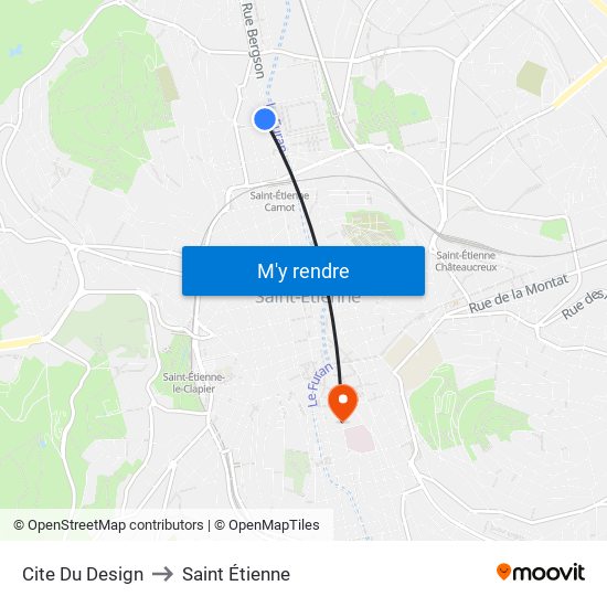 Cite Du Design to Saint Étienne map