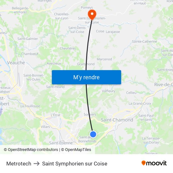 Metrotech to Saint Symphorien sur Coise map