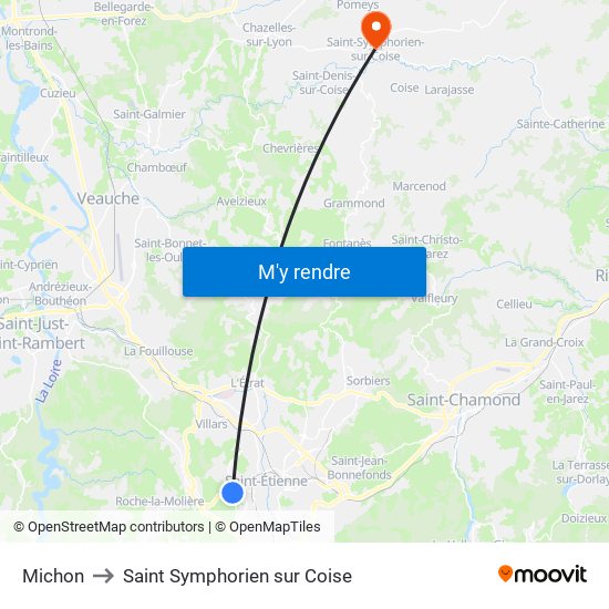 Michon to Saint Symphorien sur Coise map