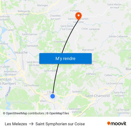 Les Melezes to Saint Symphorien sur Coise map