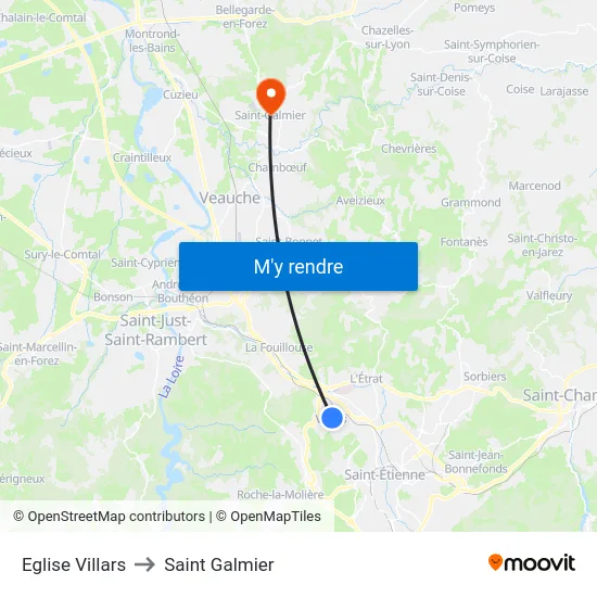 Eglise Villars to Saint Galmier map