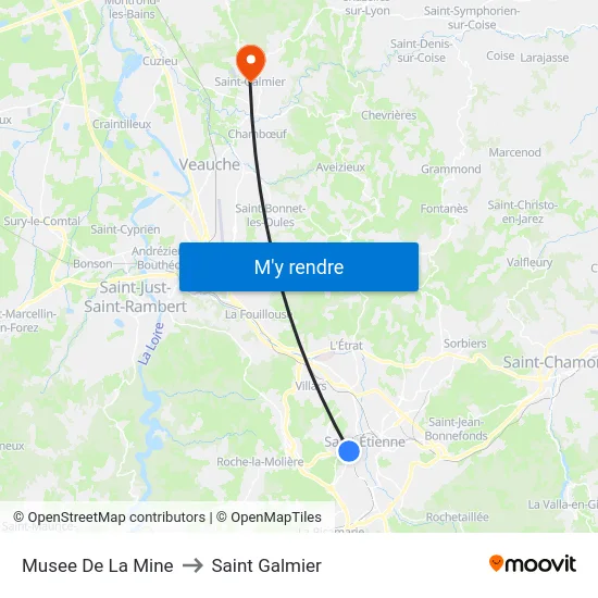 Musee De La Mine to Saint Galmier map