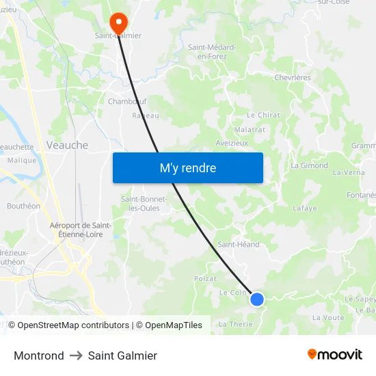 Montrond to Saint Galmier map