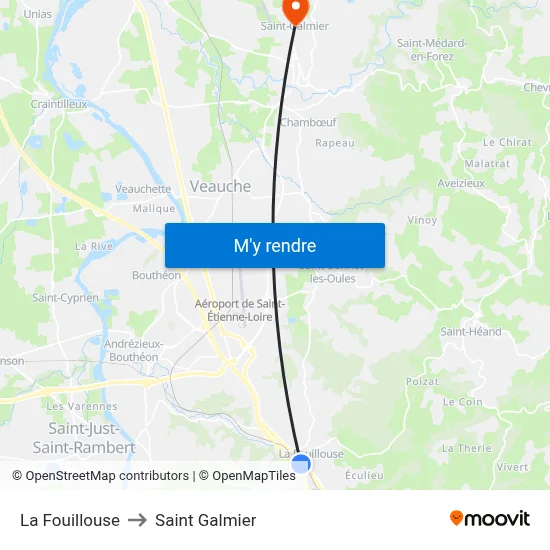 La Fouillouse to Saint Galmier map