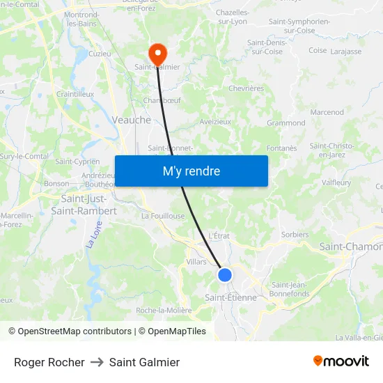 Roger Rocher to Saint Galmier map
