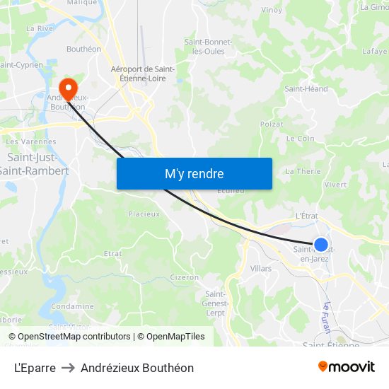 L'Eparre to Andrézieux Bouthéon map