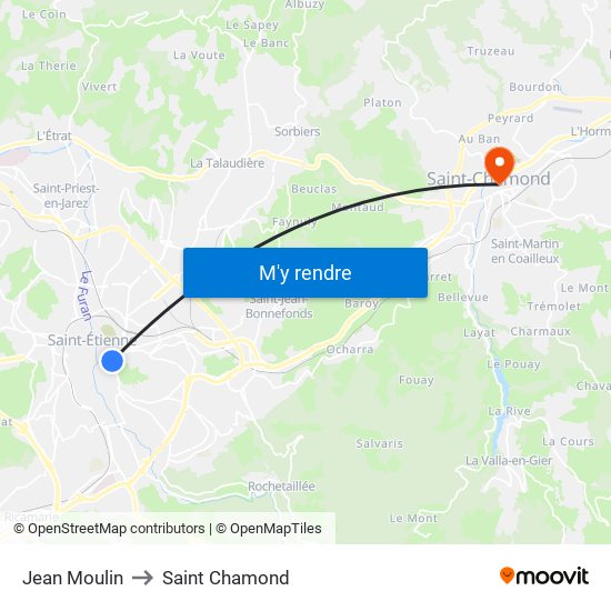 Jean Moulin to Saint Chamond map