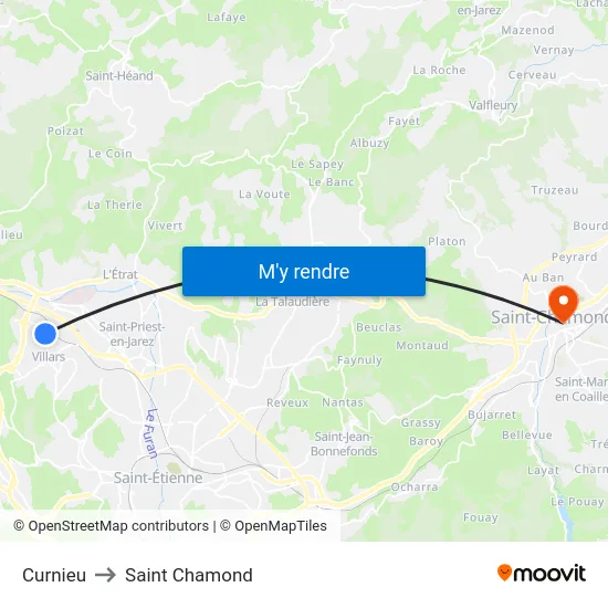 Curnieu to Saint Chamond map